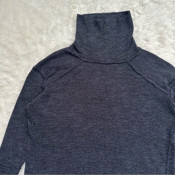 Free People We The Free Sweater Split Back Turtleneck Top Dark Gray S - Picture 5 of 12